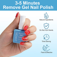 Aplicación de capa delgada con removedor gel NIFEISHI para cuidado suave de uñas.