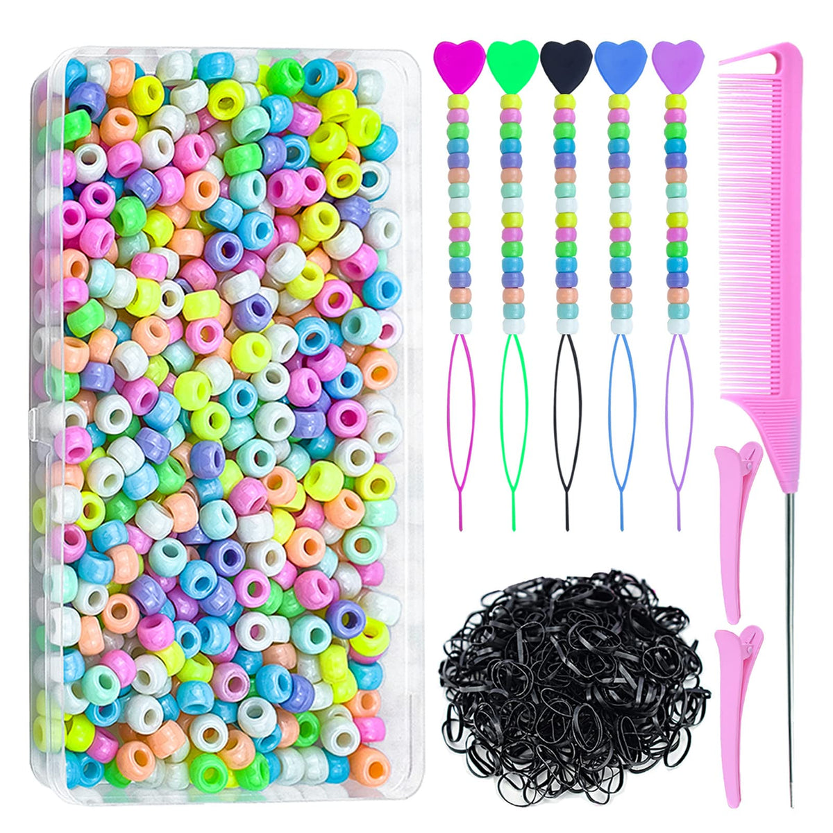 Conjunto Ningrou: cuentas para pelo 1008 piezas para peinados coloridos.