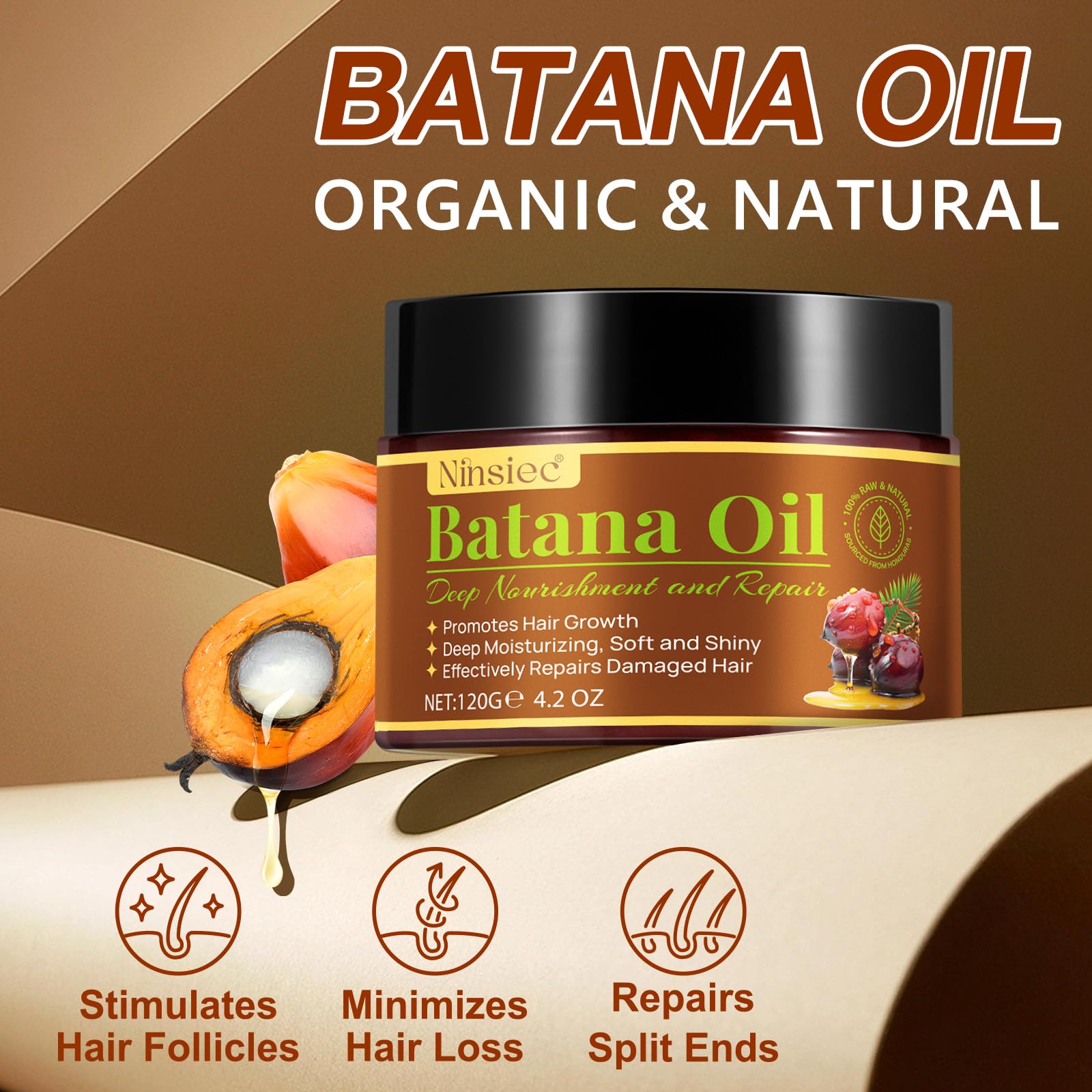 Ninsiec Batana: cabello con brillo natural gracias al aceite.