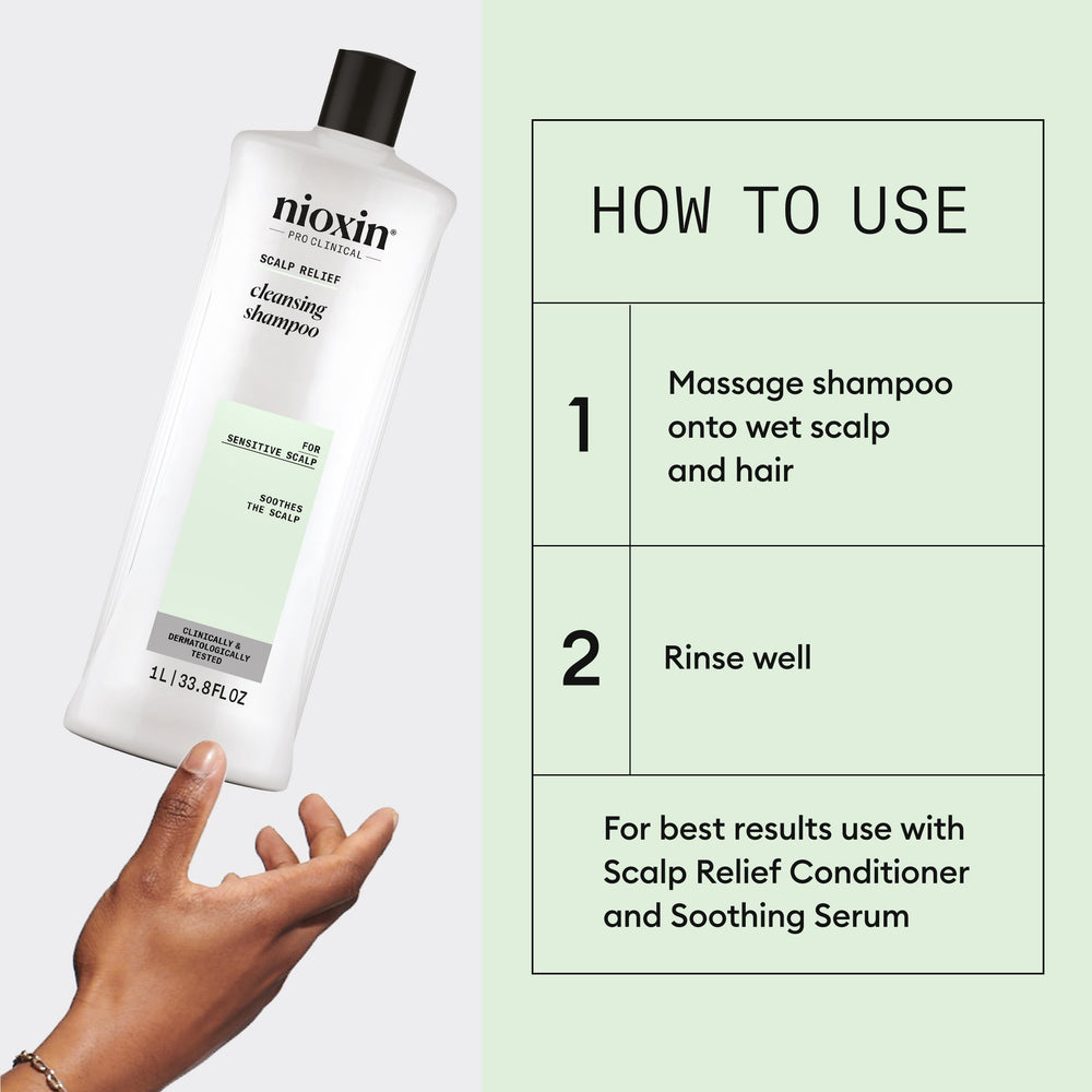 NIOXIN Alivio cuero cabelludo, fragancia neutra, experiencia fresca sin irritantes.