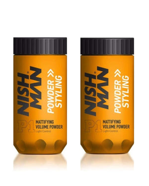 Polvo de Nishman para peinado con acabado mate y fijación natural para el día.