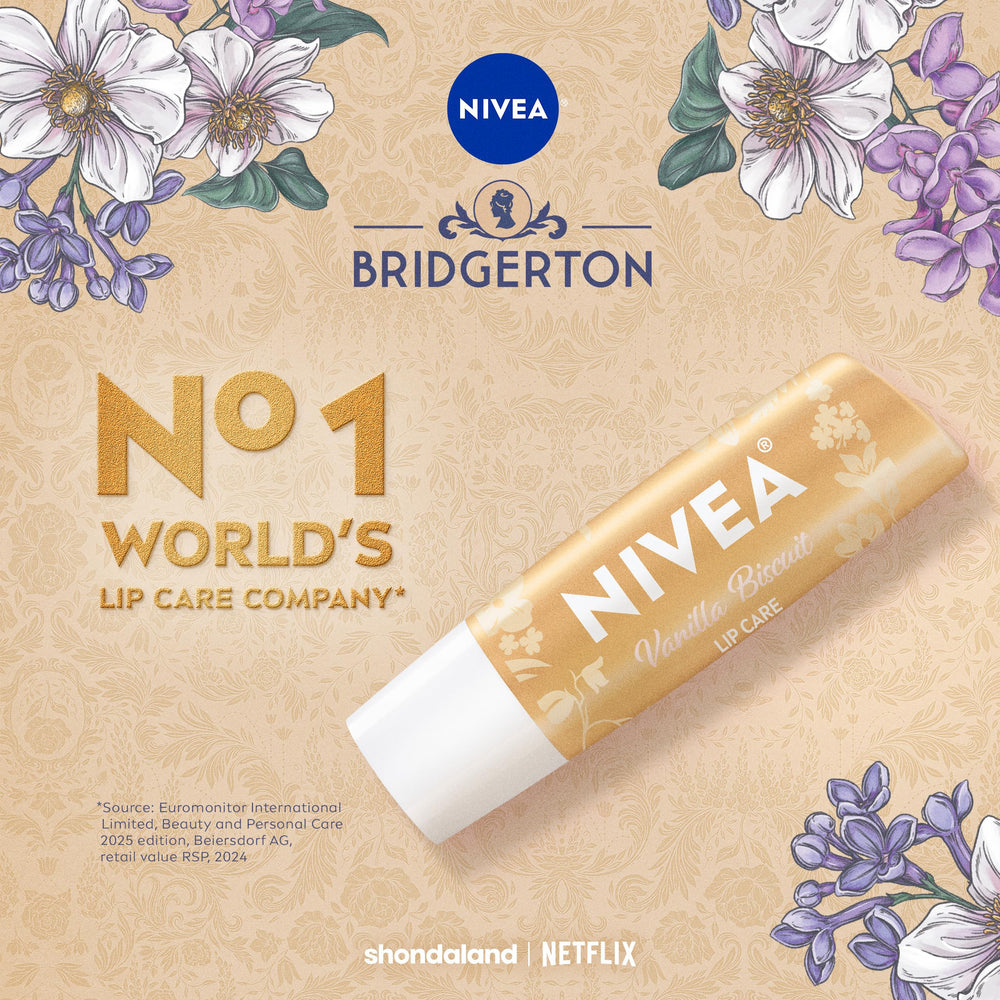 Bálsamo labial NIVEA vainilla, textura cremosa para labios suaves