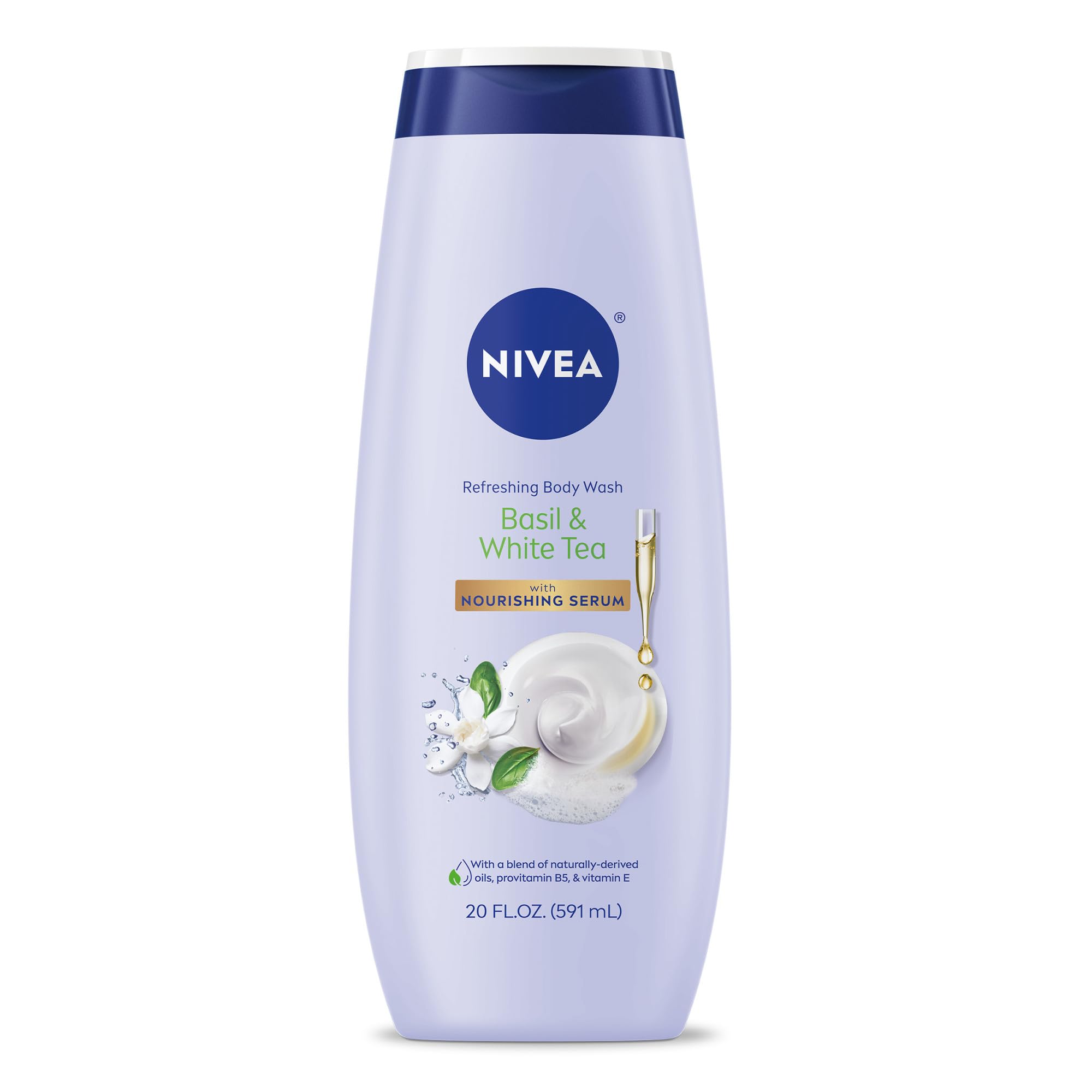 NIVEA bano cuerpo con albahaca y té blanco, ideal para uso diario.