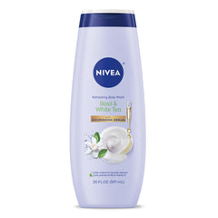 NIVEA bano cuerpo con albahaca y té blanco, ideal para uso diario.