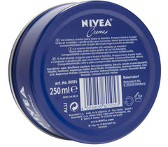 NIVEA crema alemana auténtica, lata abierta, textura cremosa para piel seca.