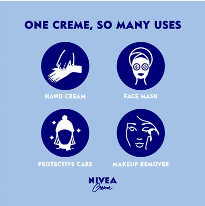 NIVEA crema alemana auténtica, textura suave para rostro y cuerpo.