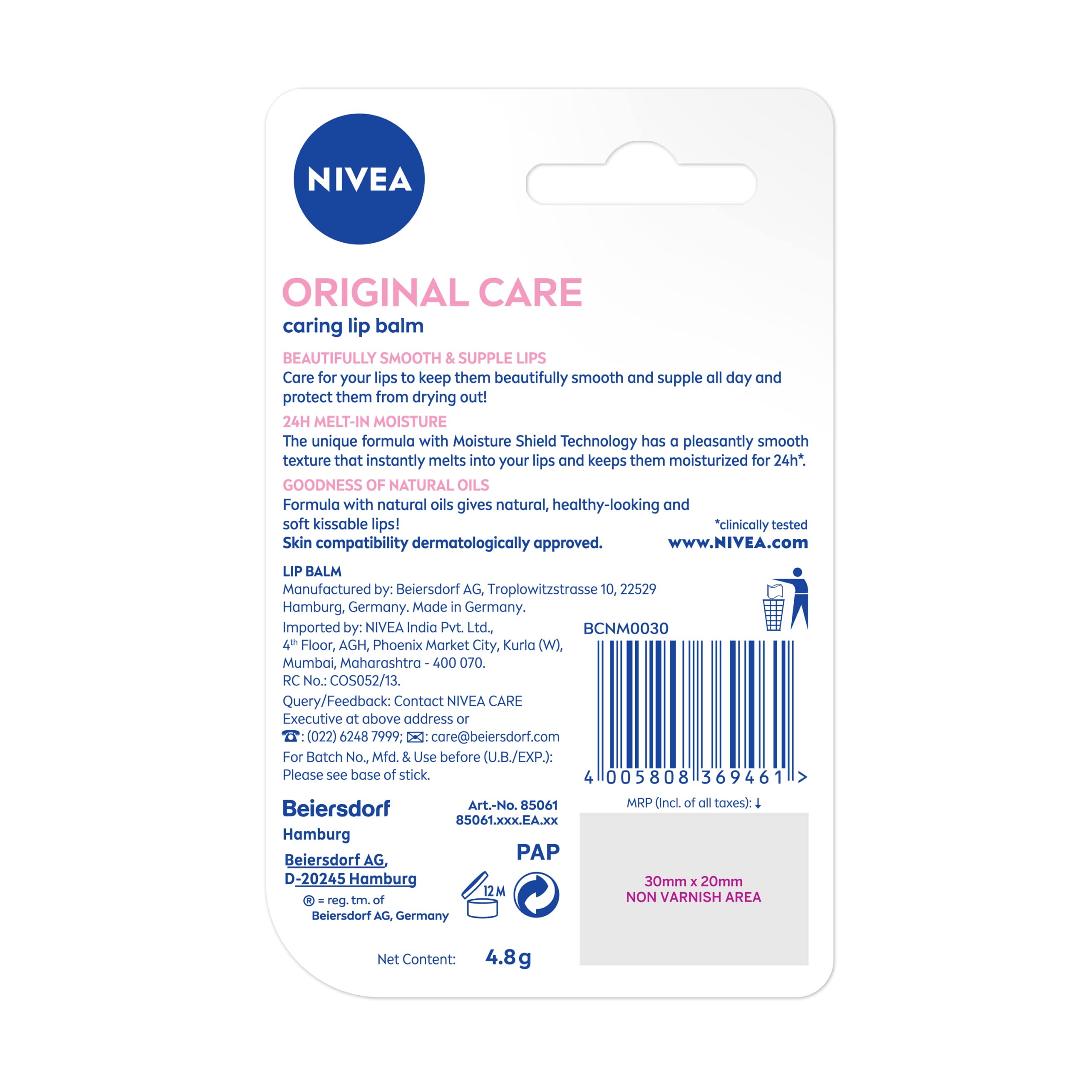 Nivea Cuidado Labial Esencial 4.8 g, perfecto para rutina diaria