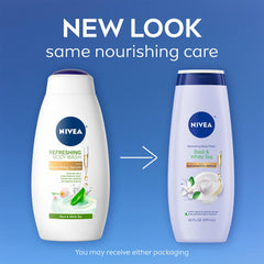 NIVEA ducha refrescante con albahaca y té blanco, deja sensación suave.