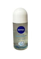 NIVEA Fresco Natural desodorante rodillo 50 ml, empaque frontal, sensación de frescura continua
