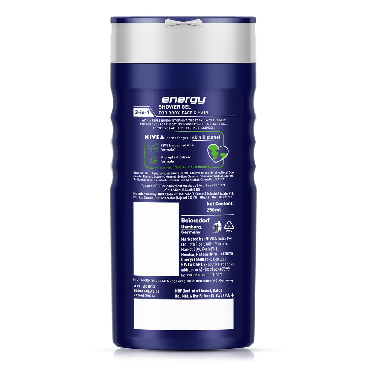 Ducha con efecto refrescante que deja piel y cabello limpios.
