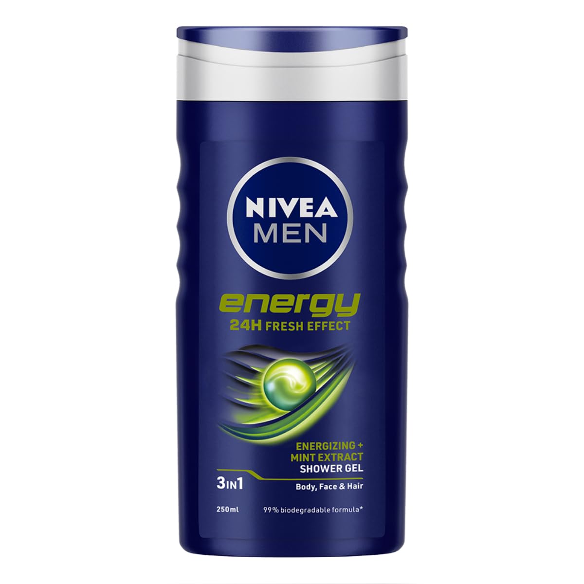 NIVEA para Hombre Energy gel de ducha en botella con aroma vigorizante para empezar el día.
