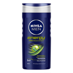NIVEA para Hombre Energy gel de ducha en botella con aroma vigorizante para empezar el día.