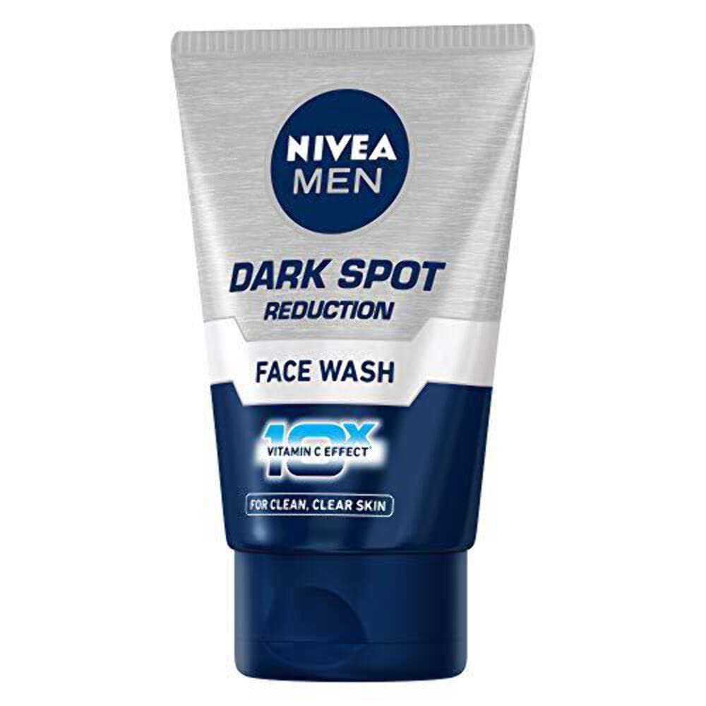 Etiqueta frontal de NIVEA Men Dark Spot Wash con indicaciones de uso