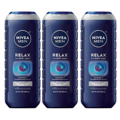 NIVEA MEN Relax: botella 3-en-1 para rostro, cuerpo y cabello.