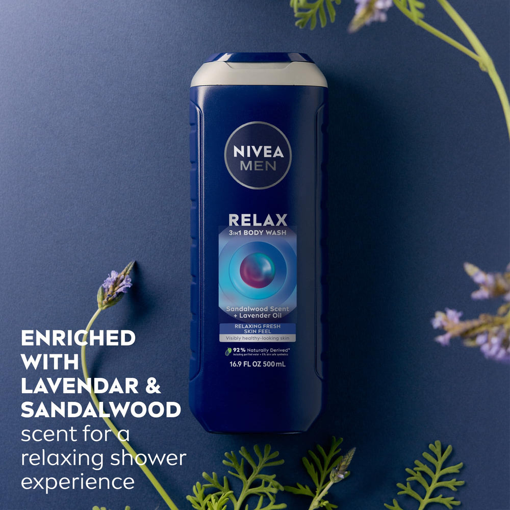 NIVEA MEN Relax: uso 3-en-1 rostro-cabello-cuerpo.
