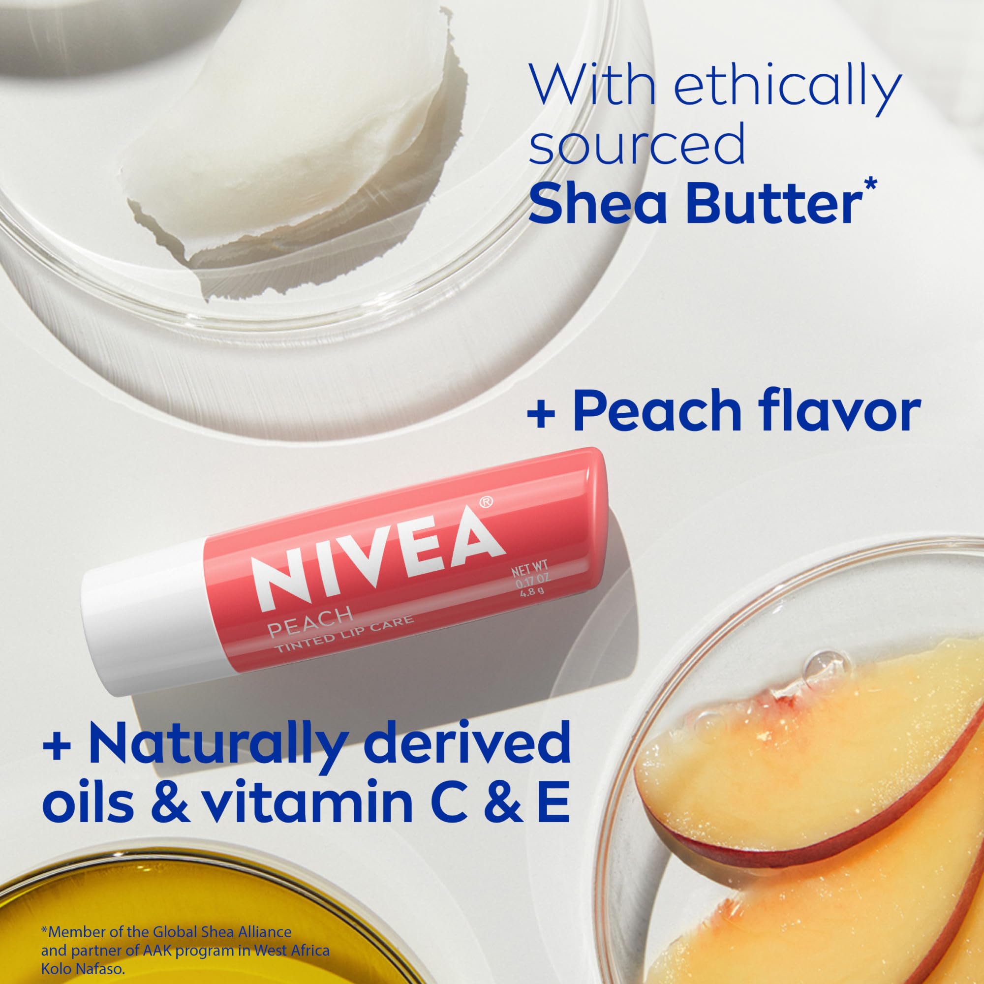 Ingredientes de origen natural en NIVEA Peach Lip Care.