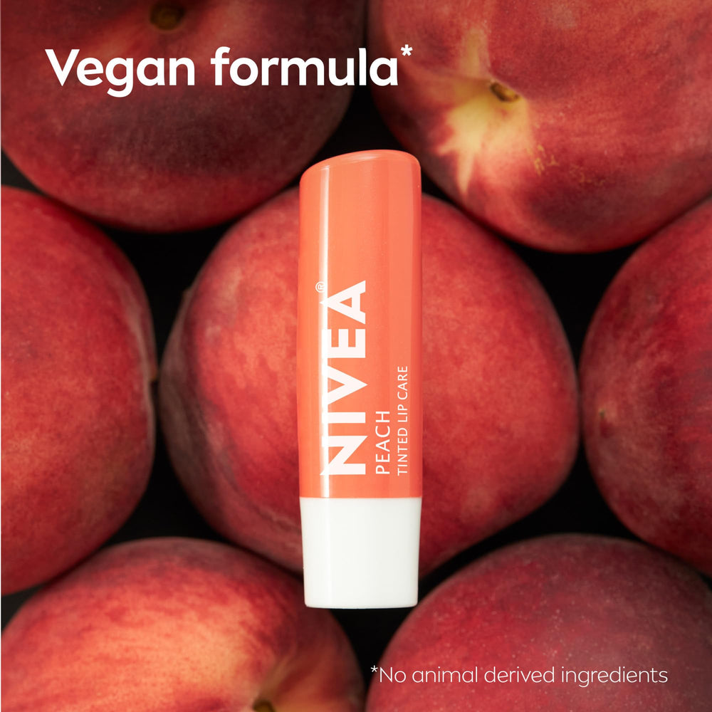 Fórmula vegana de NIVEA Peach Lip Care.