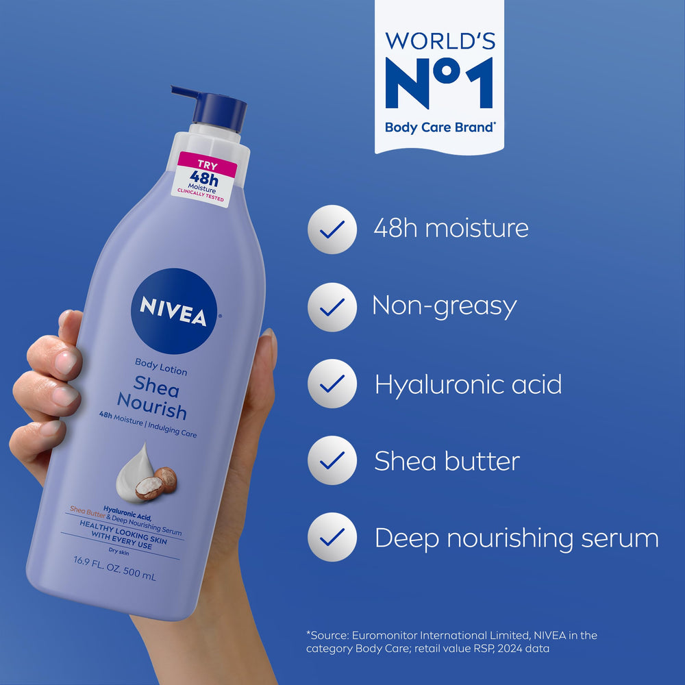 Aplicación suave de NIVEA Shea Nourish en la piel, experiencia cómoda.