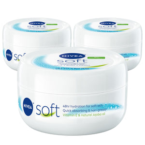 NIVEA Soft pack de tres frascos para hidratación diaria de cara, cuerpo y manos
