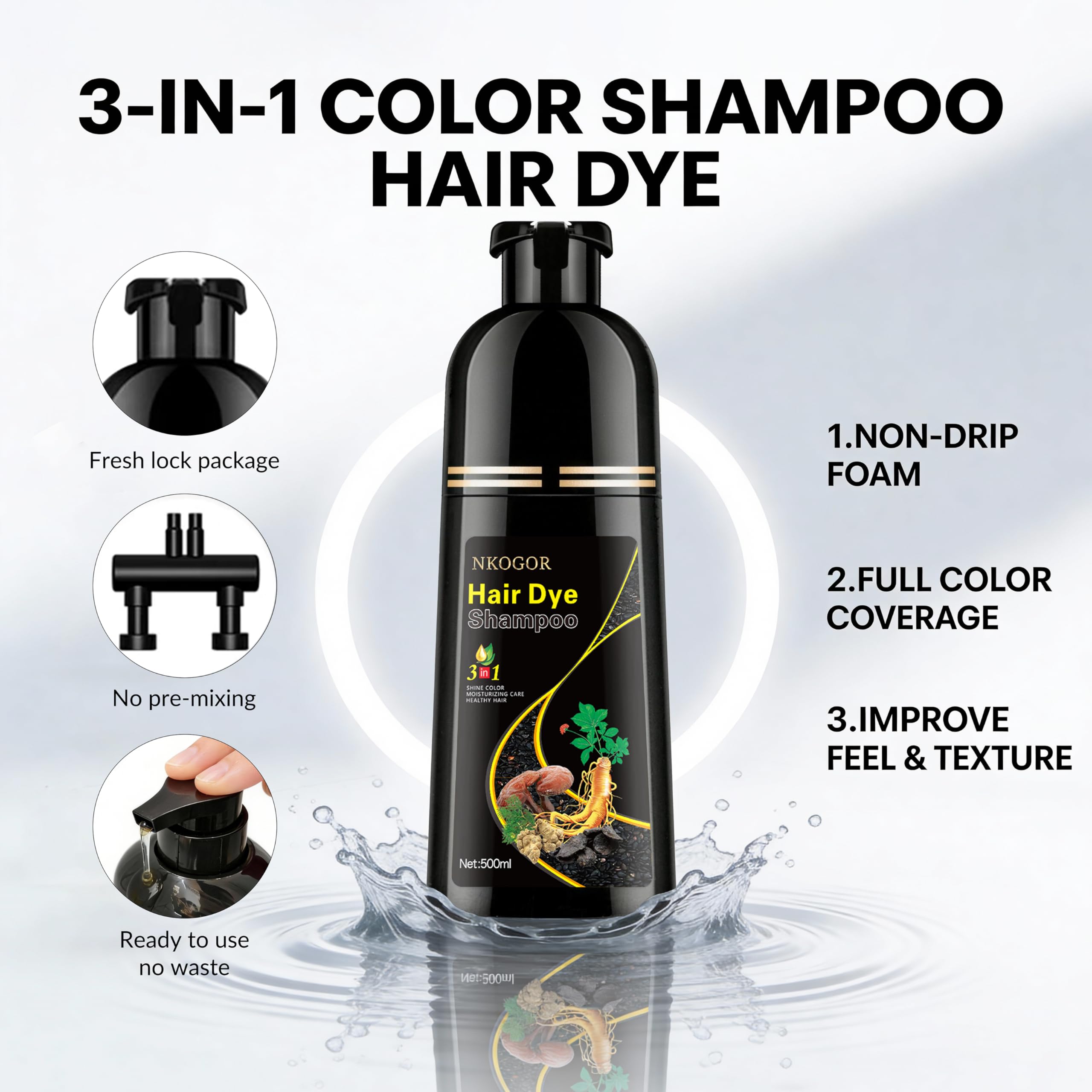 NKOGOR 3 en 1: color, acondicionador y cuidado en un solo producto.