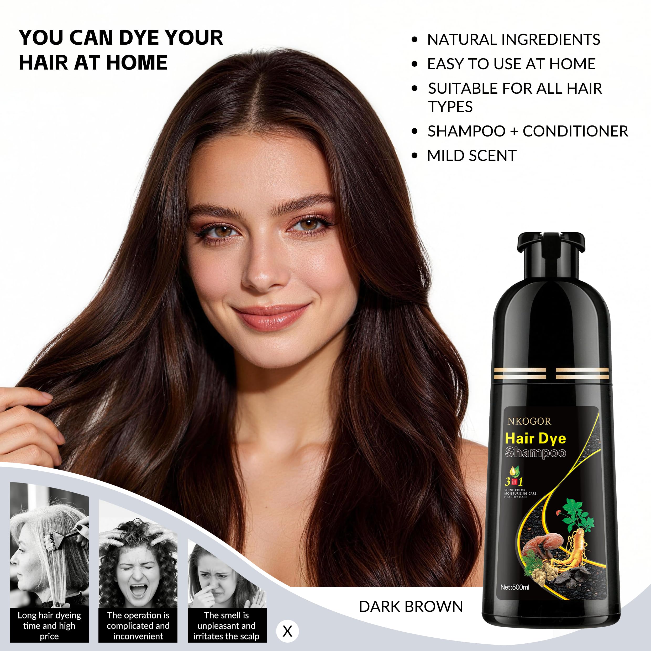 NKOGOR Fórmula vegetal: polygonum multiflorum y ginseng nutren el cabello.