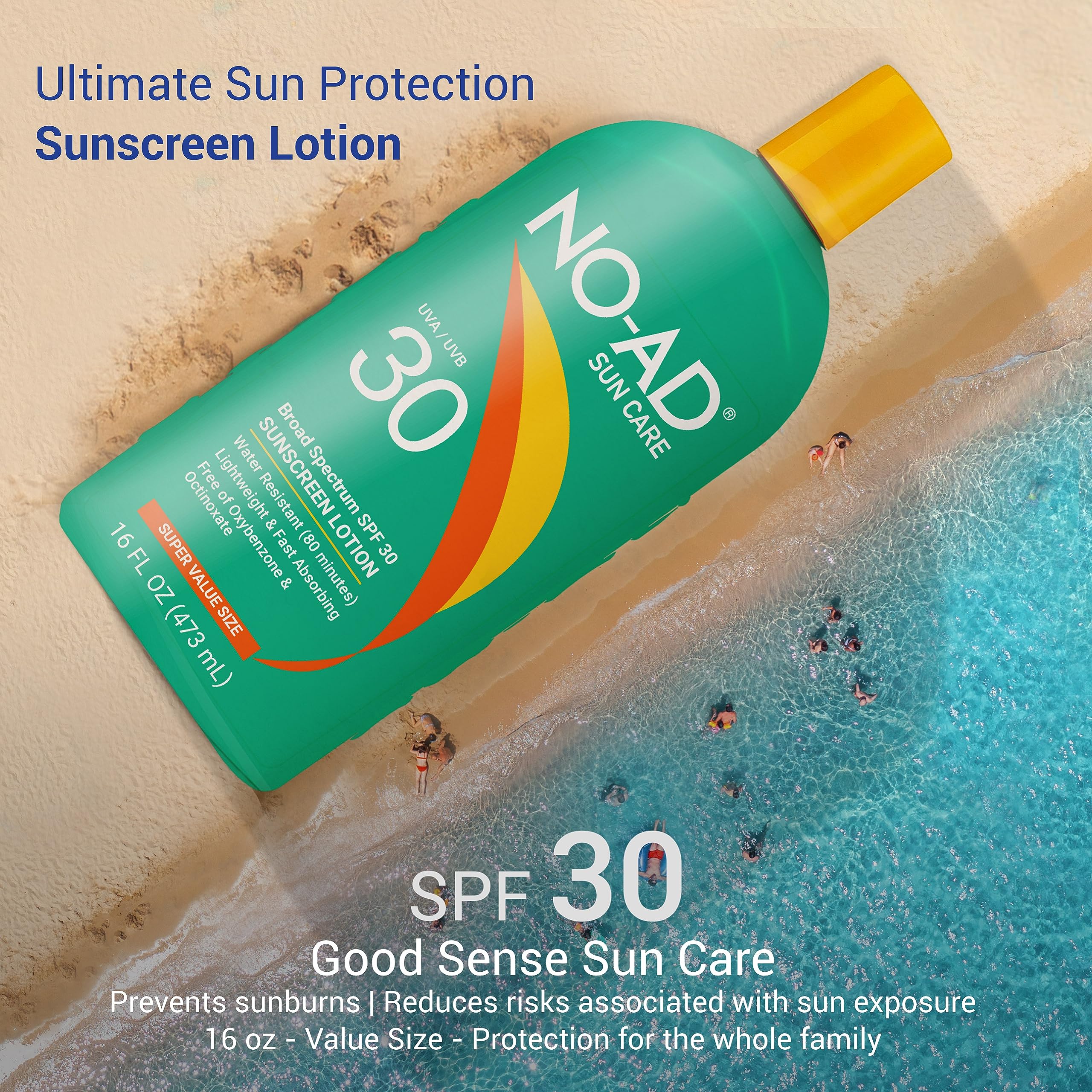 NO-AD SPF30 Loción Solar resistente al agua para días al aire libre