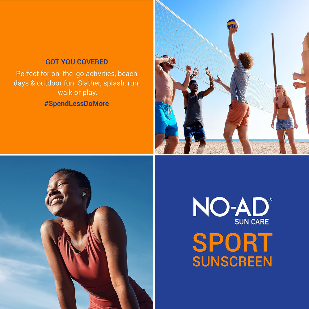 NO-AD SPF 50 SPORT paquete-dos-botellas-16-onzas: ideal para la familia y salidas al sol.