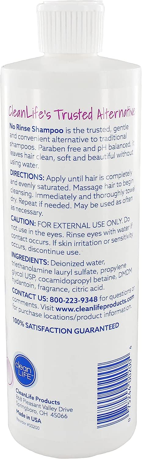 No-Rinse CleanLife, hecho en Estados Unidos: frasco visible, uso diario cómodo.