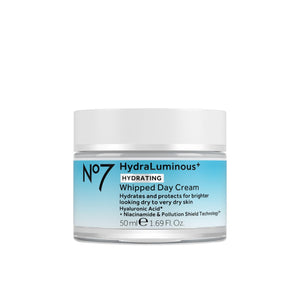 No7 HydraLuminous+ crema de día en tarro, hidratación de larga duración para piel radiante