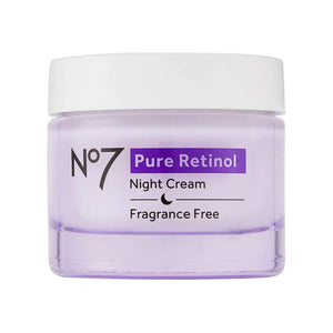 No7 Pure Retinol Night Cream en empaque; ideal para hidratación nocturna suave.