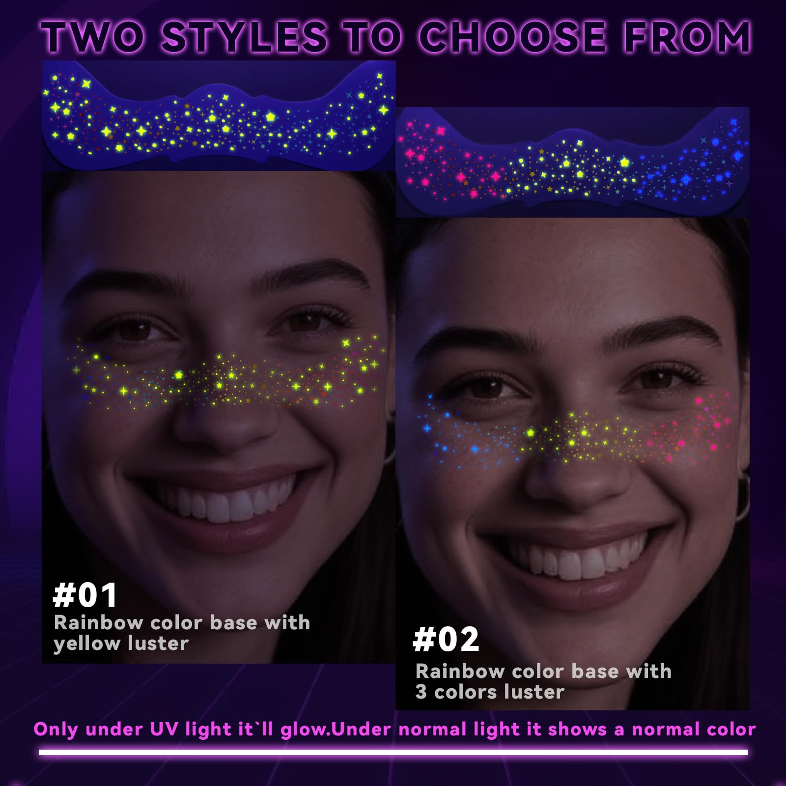 Noerrors parches que brillan bajo luz negra para un look único.
