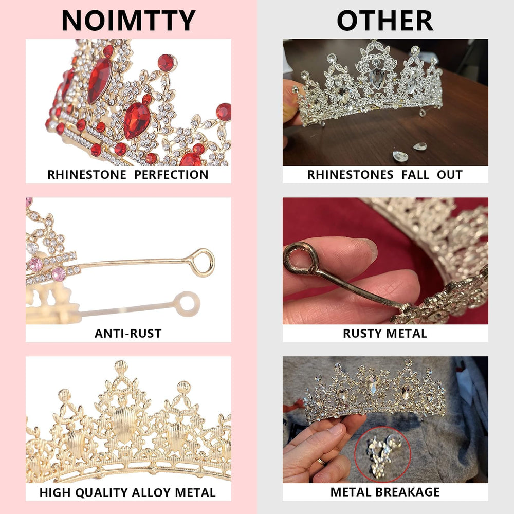 Tiara con cristales brillantes NOIMTTY, ideal para bodas y eventos formales.