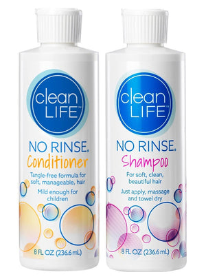Pack No-Rinse con dos botellas de 8 oz para uso sin enjuague y cuidado capilar