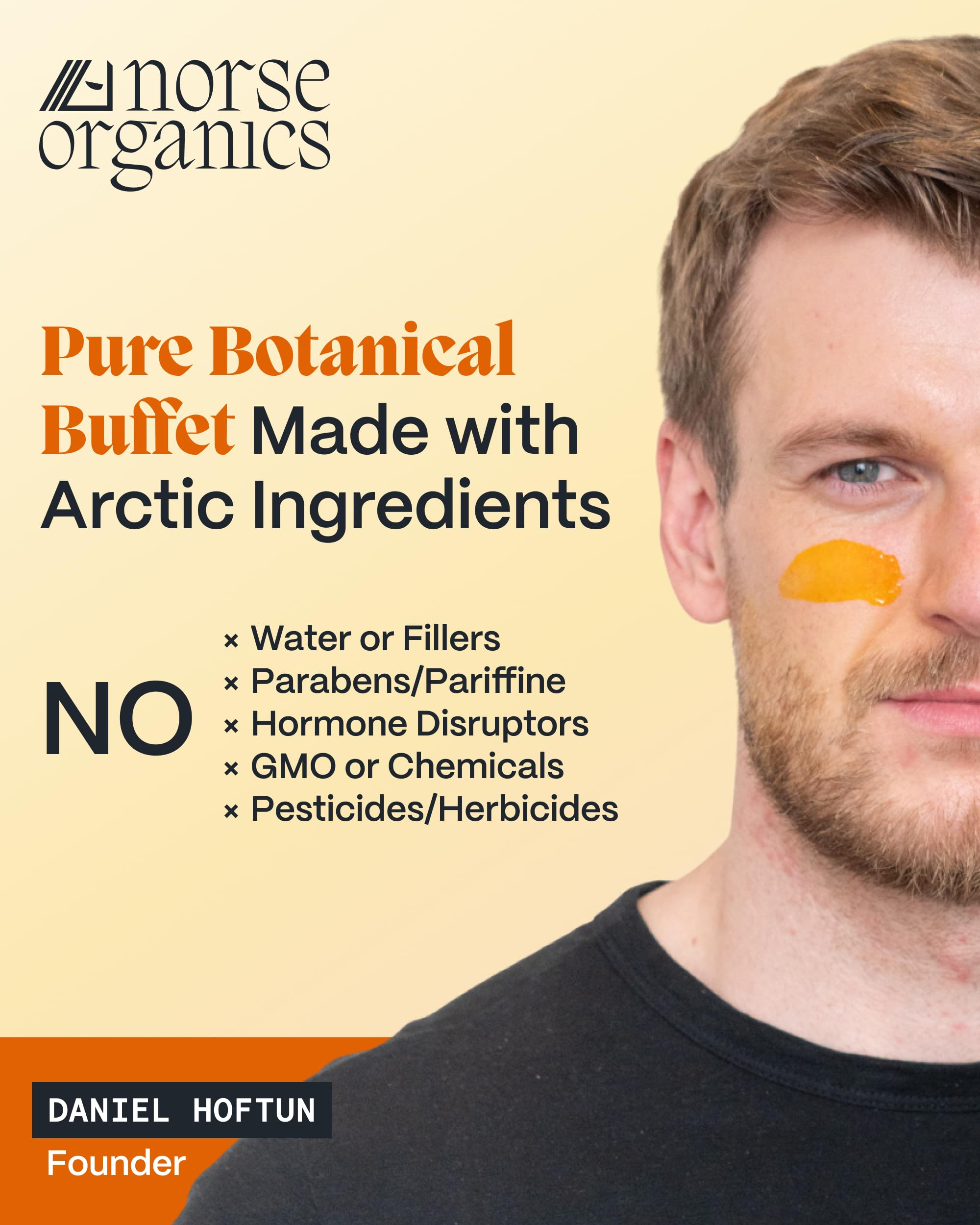 Norse Organics Exfoliante facial Presentación minimalista para rutina de cuidado