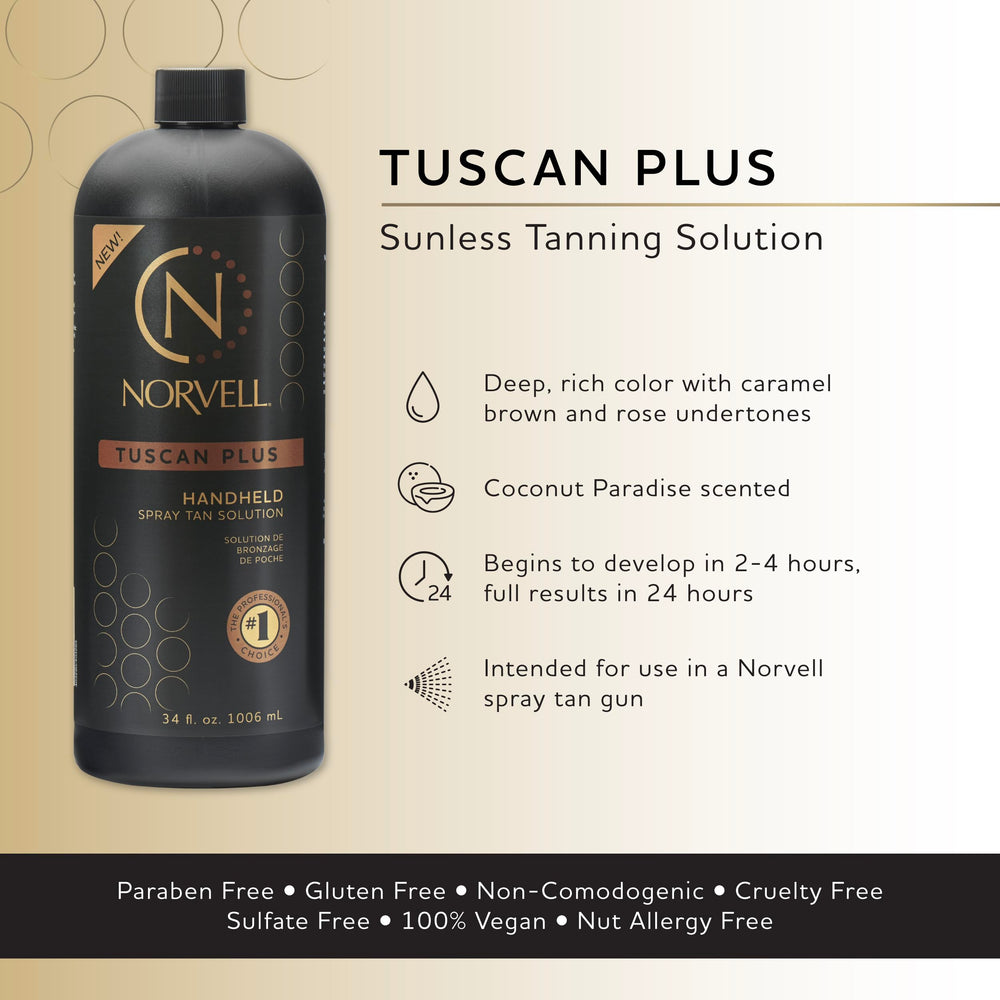 Aplicación profesional con pistola de bronceado Norvell Tuscan Plus para color uniforme
