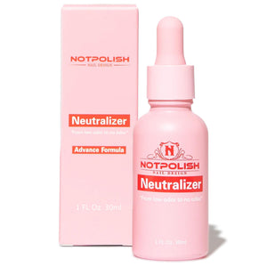 Notpolish Neutralizer en una botella con aroma a durazno para un espacio de trabajo más agradable.