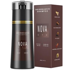 Nova DYE Champú con cobertura gris al 100% para cabello oscuro.