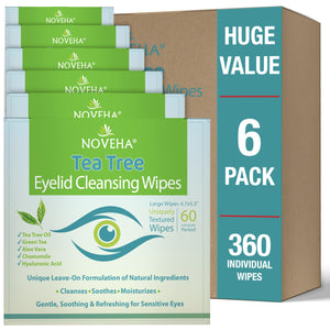 NOVEHA toallitas oculares con árbol de té, empaque individual, limpieza suave para párpados