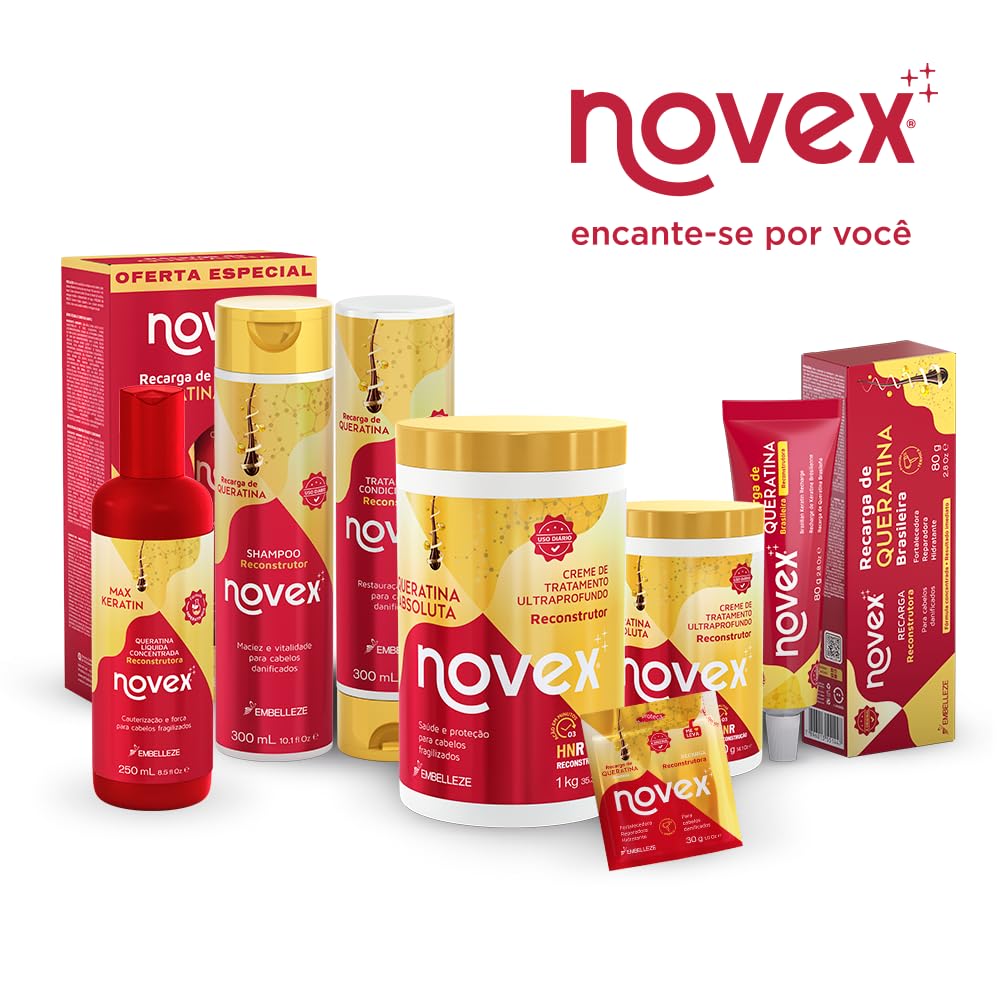 Embalaje práctico para rutina capilar diaria con Novex Keratin Recharge
