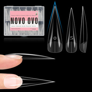NOVO OVO punas-estilete naturales frente, aspecto limpio para manicura rápida.