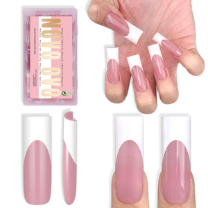 NOVO OVO Punta Francesa Blanca Rosa Baya Largo para manicura elegante y rápida.