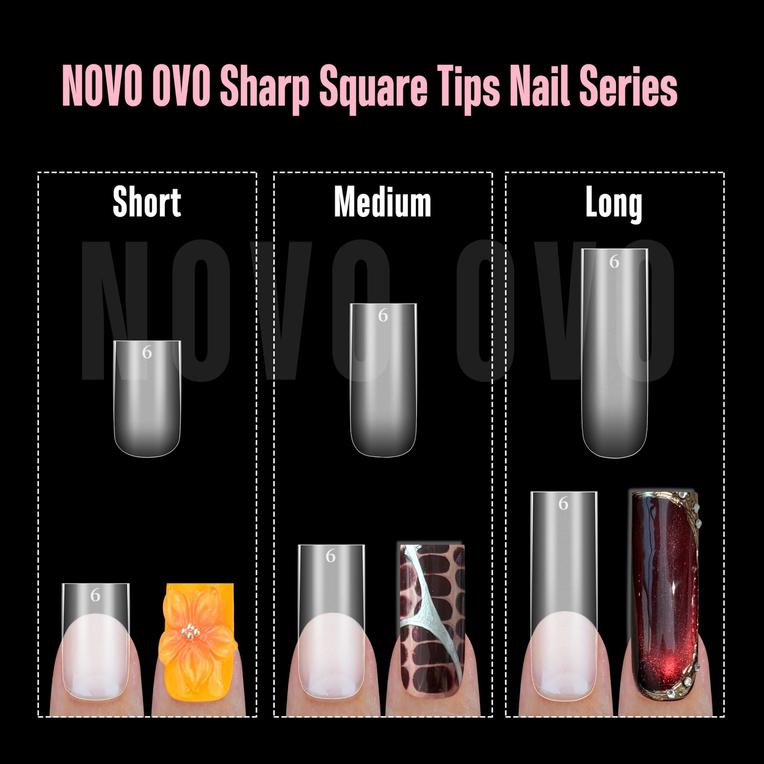 NOVO OVO puntas versátiles para manicura en casa o salón, con esmalte compatible.