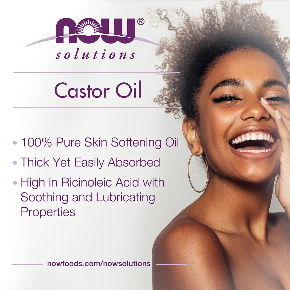 NOW Aceite de Ricino, aplicación directa, suaviza y nutre la piel de forma natural