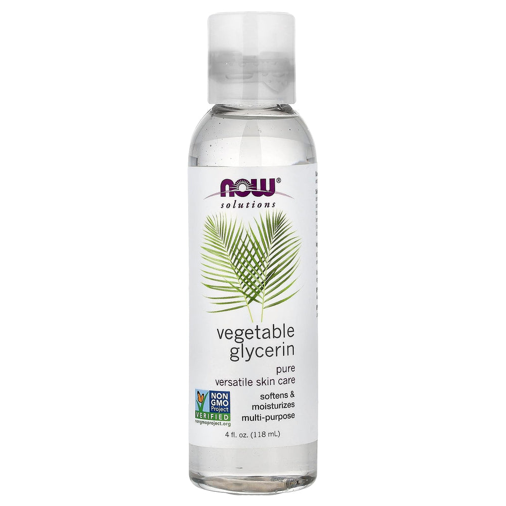 NOW Foods Glicerina Vegetal: botella de 4 onzas para hidratación suave de la piel.