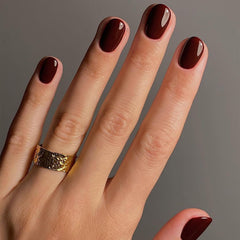 Uñas postizas NSSHEL extra cortas cuadradas vino rojo para look diario
