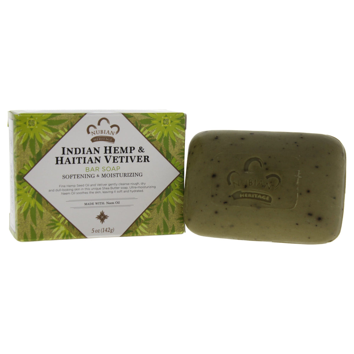 Jabón Nubian Heritage de cáñamo indio: barra suave para hidratación diaria de la piel