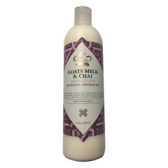 Nubian Heritage Loción Leche de Cabra y Chai, textura sedosa e hidratación rápida.