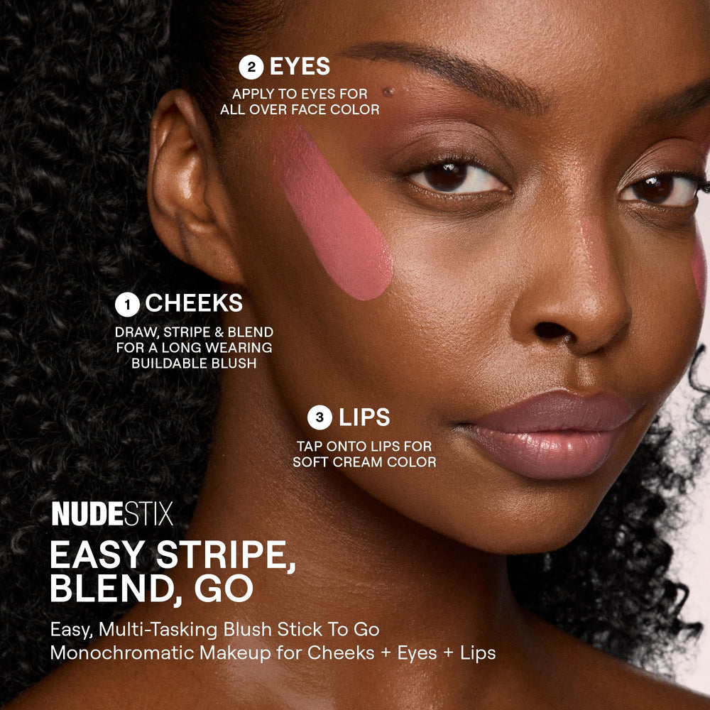 Nudestix Nudies Bloom tono Cerezo en Flor en ojos y labios