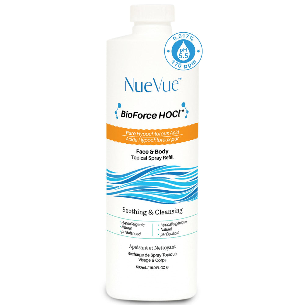 NueVue BioForce HOCl recarga 500 ml para refrescar la piel con suavidad