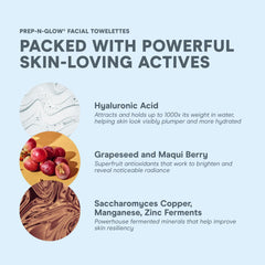 NuFACE Prep-N-Glow con antioxidantes maqui y uvas para brillo natural.